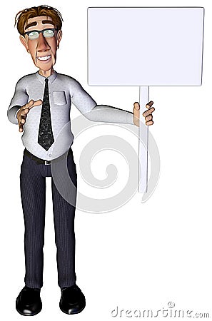 3d businessman advert white Stock Photo