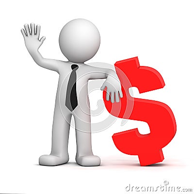 3d businessman with dollar currency symbol Stock Photo