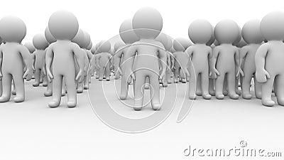 3d cartoon humans people huge crowd stay Stock Photo