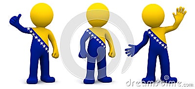 3d character textured with flag of Bosnia and Herzegovina Stock Photo