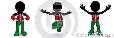 3d character textured with flag of Kenya Stock Photo