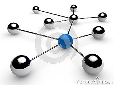 3d chrome blue network Stock Photo