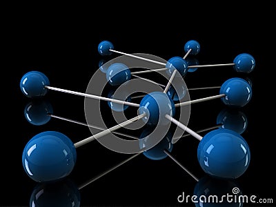 3d chrome blue network Stock Photo