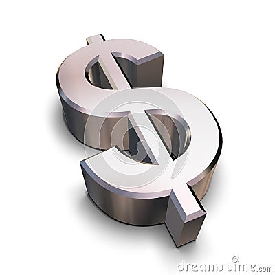 3D chrome Dollar symbol Stock Photo
