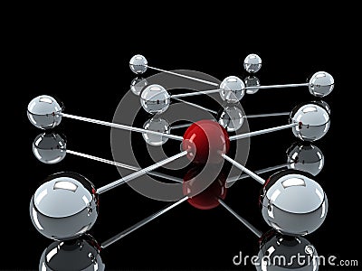 3d chrome red network Stock Photo