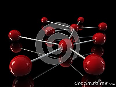 3d chrome red network Stock Photo