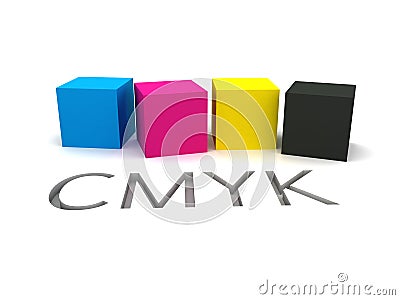 3D CMYK Ink Cubes Stock Photo