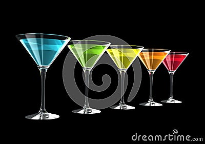 3D cocktail glasses Cartoon Illustration