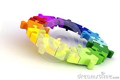3d colorful puzzle chart wheel Stock Photo