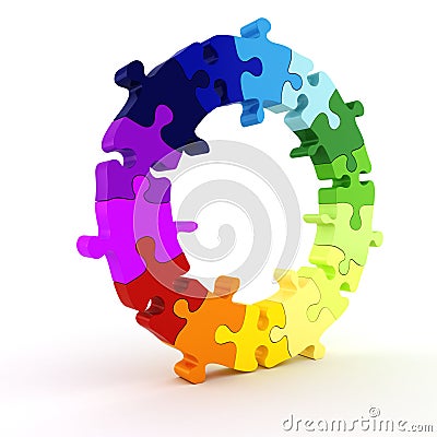 3d colorful puzzle chart wheel Stock Photo