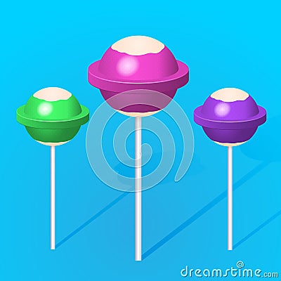 3d colorful sweet lollipops Vector Illustration