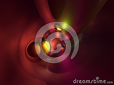 3D Colorful Yellow Red Abstract Glossy Render Stock Photo