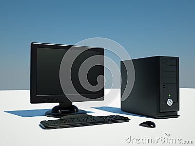 3d computer on white ground Stock Photo