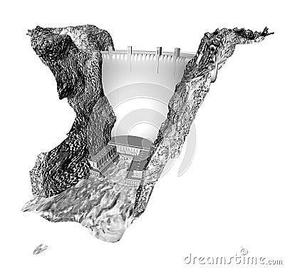 3d dam render Stock Photo