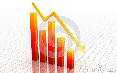 3d decrease graph Stock Photo