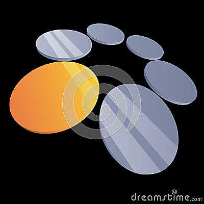 3D disks on black Vector Illustration