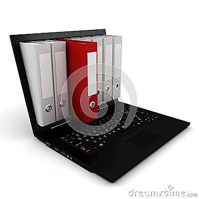 3d dossier popping from a laptop screen Stock Photo