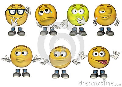 3D Emoticons set 2 Stock Photo