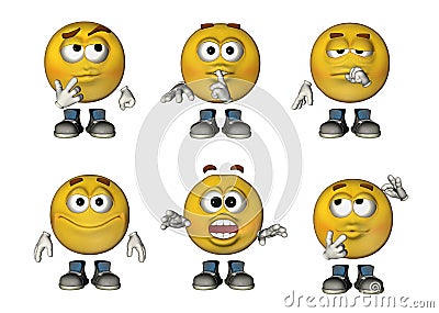 3D Emoticons set 3 Stock Photo