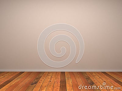 3d empty room's wall with wood parquet Stock Photo