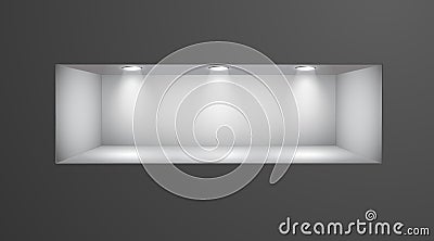 3d Empty shelf for exhibit in the wall Vector Illustration