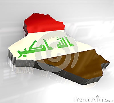 3d flag map of Iraq Stock Photo