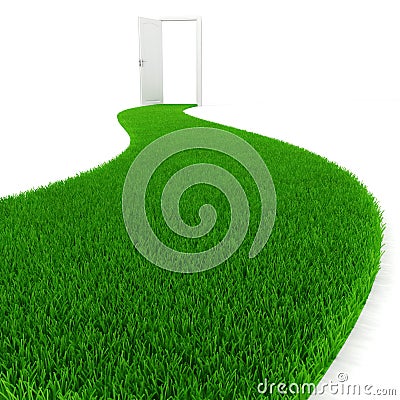 3d fresh green grass road Stock Photo