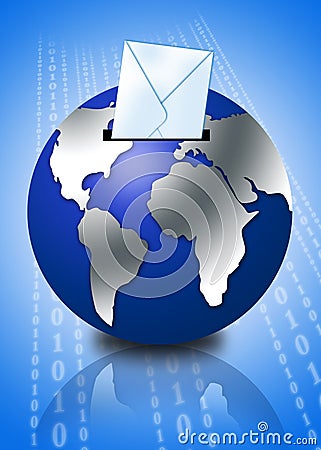 3d globe with email envelope Stock Photo