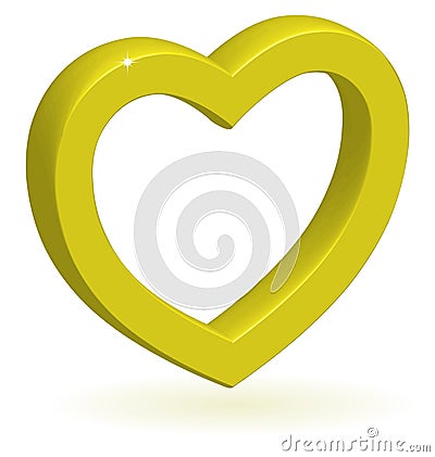3D vector golden heart hearts love white background icon icons symbol valentines day valentine ring shape romantic symbol wedding Vector Illustration