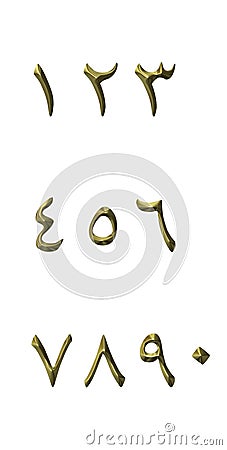 3D Golden Arabic Numbers Stock Photo