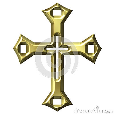3D Golden Artistic Cross Stock Photo
