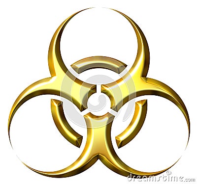 3D Golden Biohazard Symbol Stock Photo