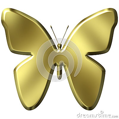 3D Golden Butterfly Stock Photo