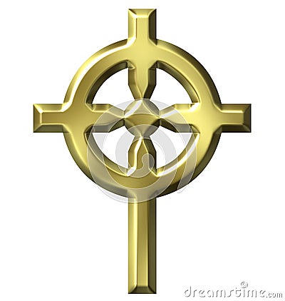 3D Golden Celtic Cross Stock Photo