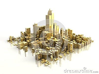 3d golden city Stock Photo