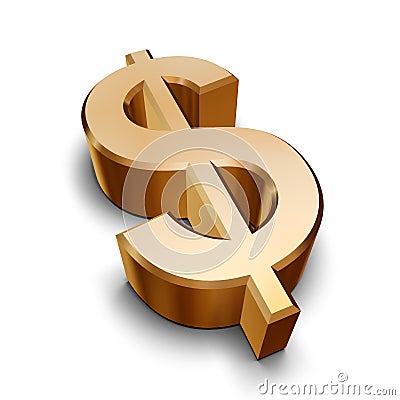 3D golden Dollar symbol Stock Photo