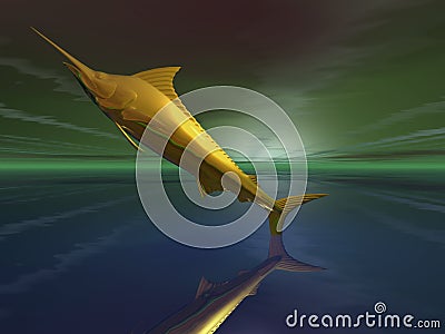 3d golden fantasy dream marlin Stock Photo