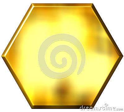 3D Golden Hexagon Stock Photo