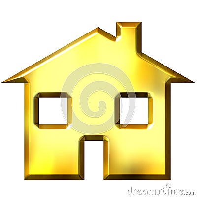 3D Golden House Stock Photo