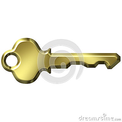 3D Golden Modern Key Stock Photo