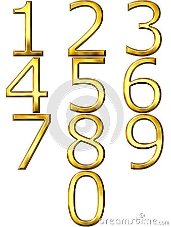 3D Golden Numbers Stock Photo