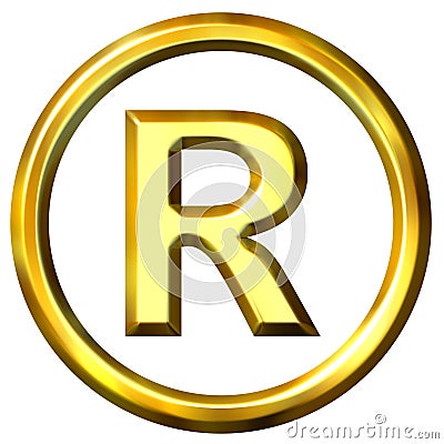 3D Golden Registered Symbol Stock Photo