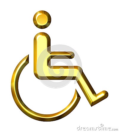 3D Golden Special Needs Symbol Stock Photo