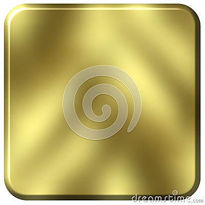 3D Golden Square with rounded edges Stock Photo