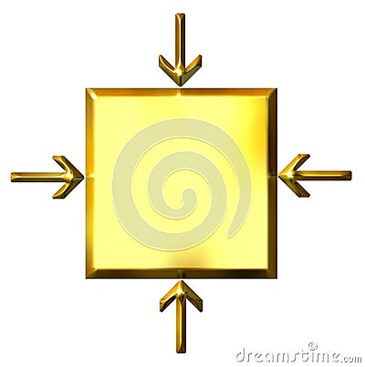 3d golden square witth pointing arrows Stock Photo