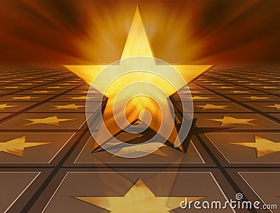 3d golden star on brown Stock Photo