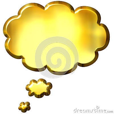 3D Golden Thought Bubble Stock Photo