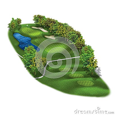 3D Golf Course Hole Layouts Stock Photo