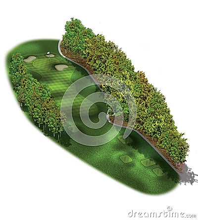 3D Golf Course Hole Layouts Stock Photo