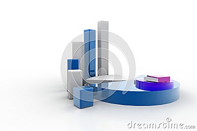 3d graph and pie Stock Photo